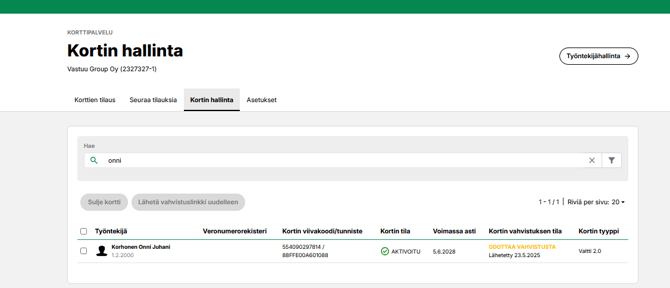 kortinhallinta